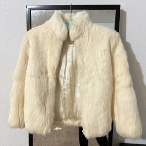 Rabbit fur girl coat